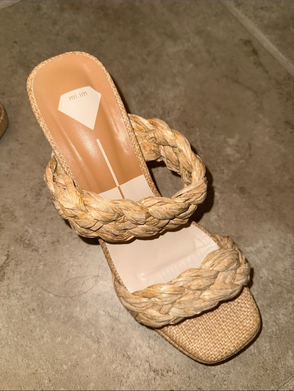 Mi.iM Natural Braided Two-Strap Slide Sandal - Natural